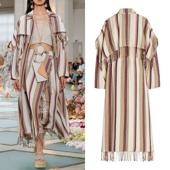 Ulla Johnson Isotta Robe Jacket Linen Striped Coat Beige Positano Small EUC - Picture 15 of 16